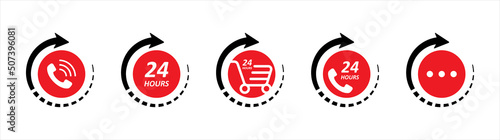 Hotline support service with headphone icons set. Call center symbol. Delivery support service signs. Customer Support, Consultation, consultant, secretary,  vector illustration