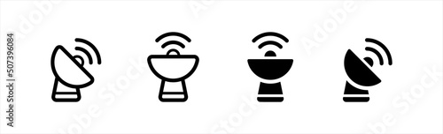 Satellite Antenna icons. Dish antenna symbol. Satellite dish signs, vector illustration