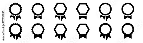 Winning award, prize, medal or badge flat icon for apps and websites. Empty approved or verified medal symbols