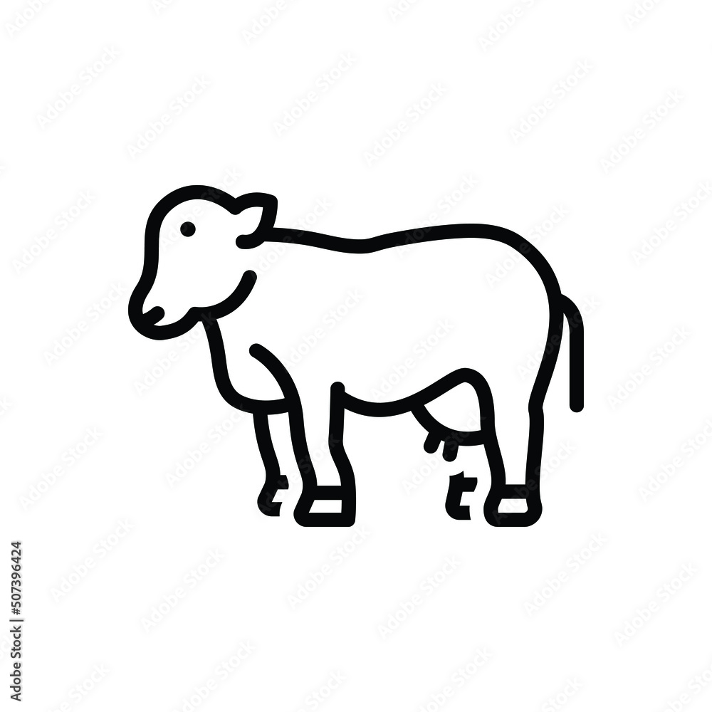 Black line icon for cattle