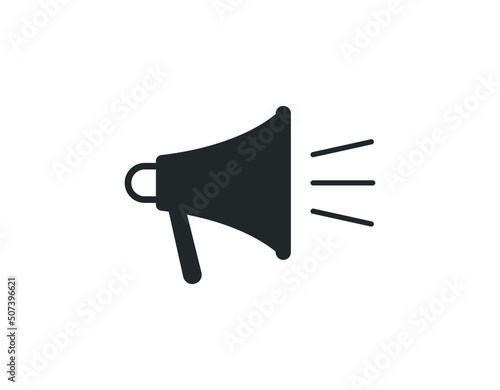 Megaphone music flat style icon shape symbol. Voice sound speech logo silhouette sign.