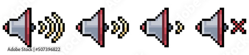 Pixel art mobile speaker icons vector icon for 8bit game on white background
