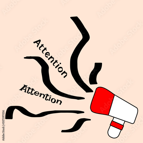 Pay attention important speech or announcement in public mass. flatdesign vector illustration 