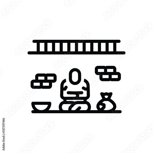 Black line icon for poverty