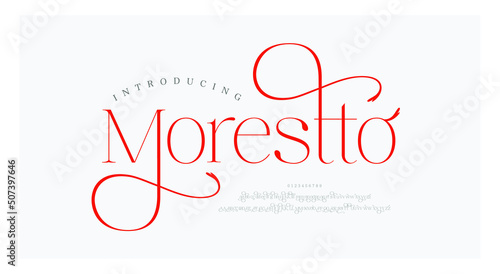 Wedding logo alphabet letters font and number. Typography luxury classic lettering serif fonts decorative logos vintage retro concept. vector illustration