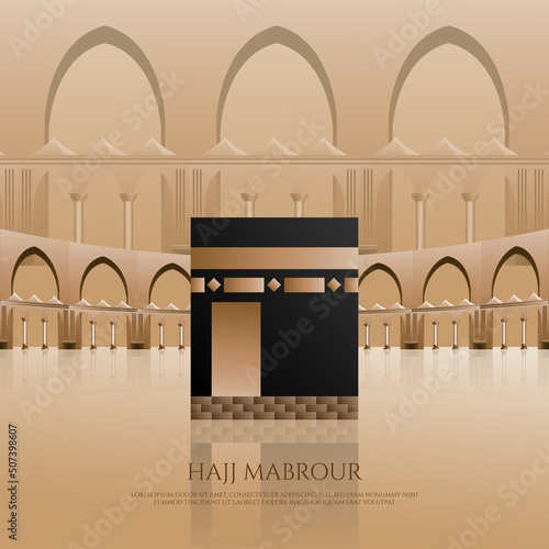 realistic vector illustration of kaaba islamic building in mecca