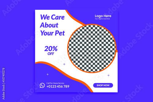 Pet Social Media Cpost,  pet web banner design template photo