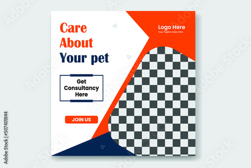 Pet Social Media Cpost,  pet web banner design template photo