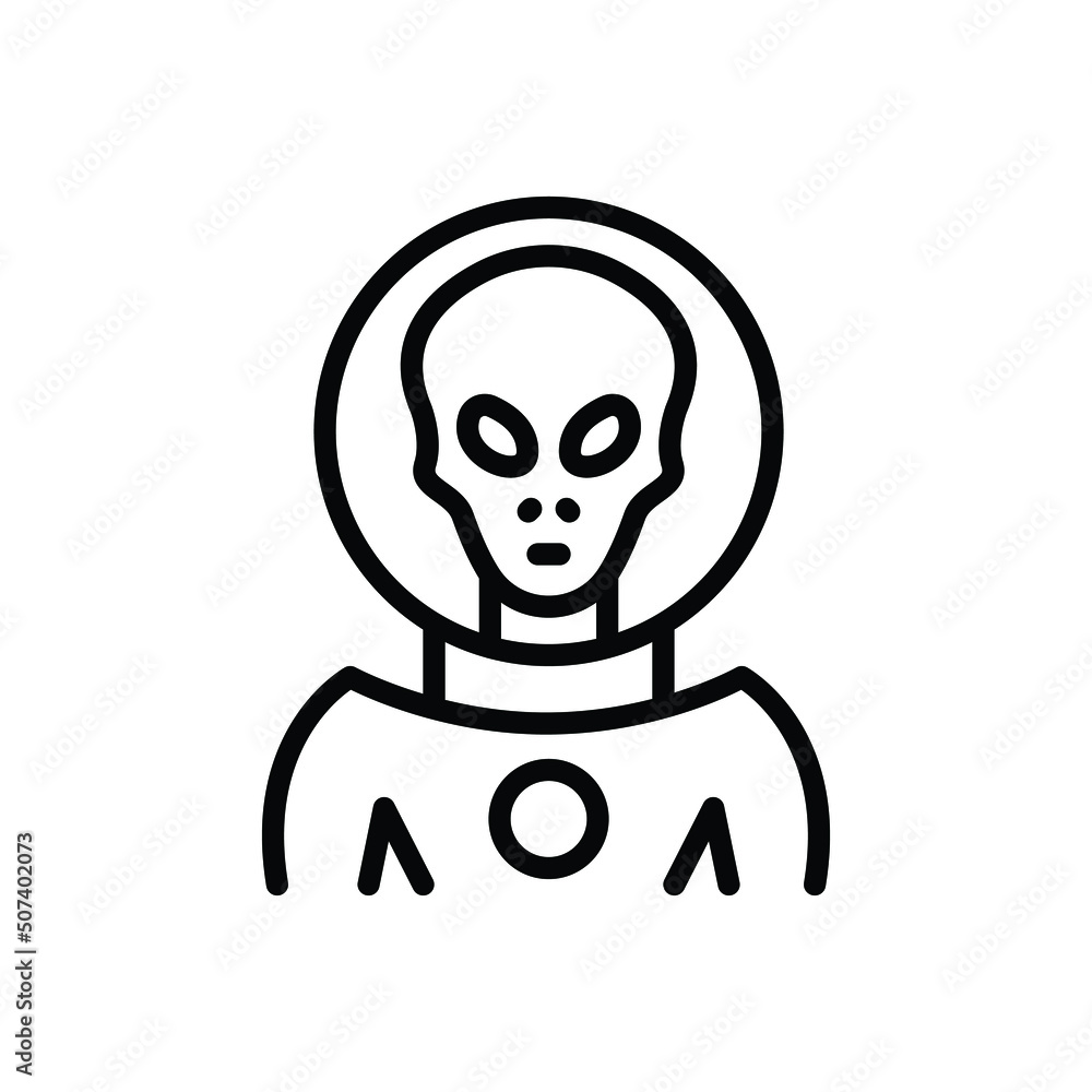 Black line icon for alien Black line icon for alien
