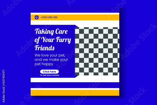 Pet Social Media post,  pet web banner design template