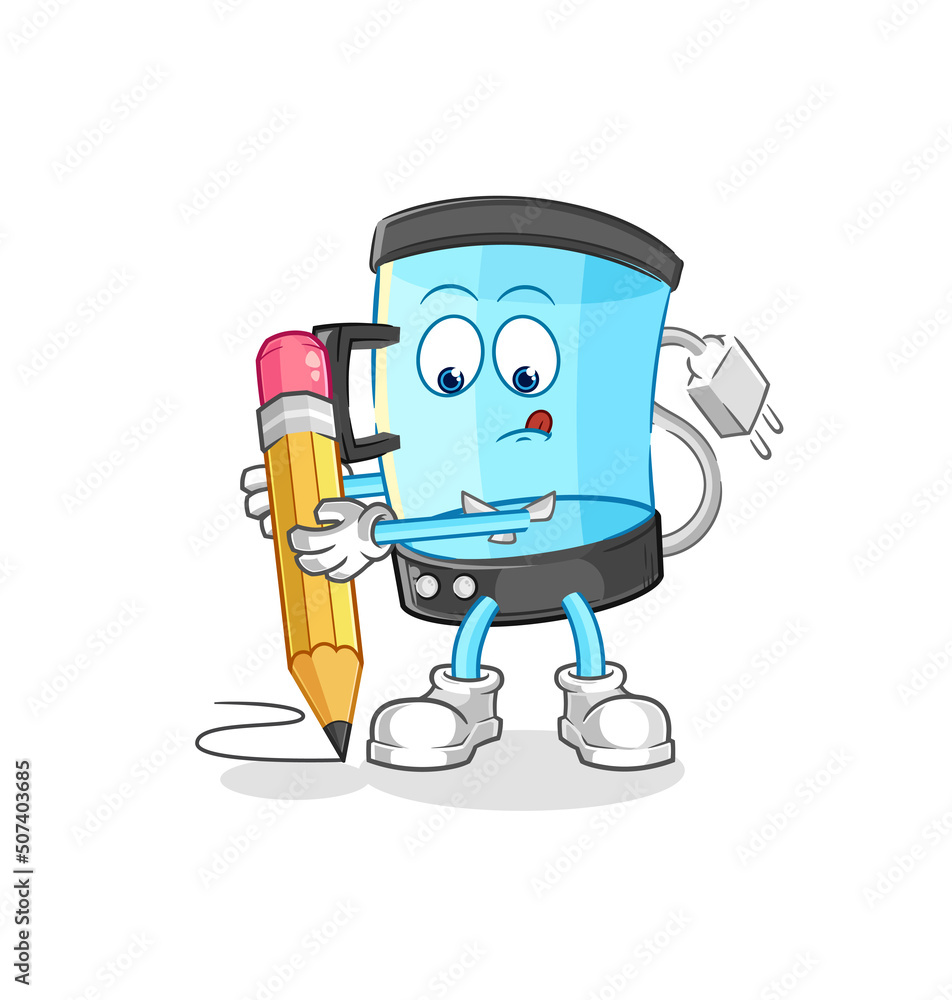 Fototapeta premium blender write with pencil. cartoon mascot vector