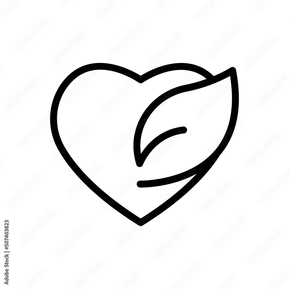 Heart icon vector with leaf. Healthy living, healthy environment, ecology. line icon style. Simple design illustration editable Heart icon vector with leaf. Healthy living, healthy environment, ecology. line icon style. Simple design illustration editable