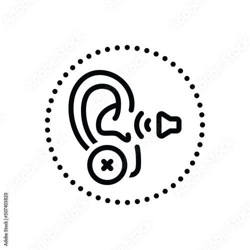 Black line icon for deaf unhearing photo