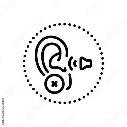 Black line icon for deaf unhearing