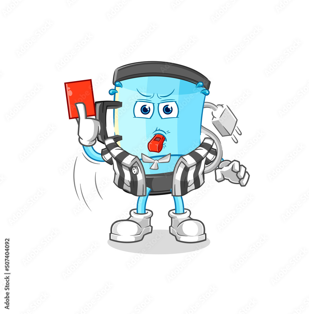 blender referee with red card illustration. character vector