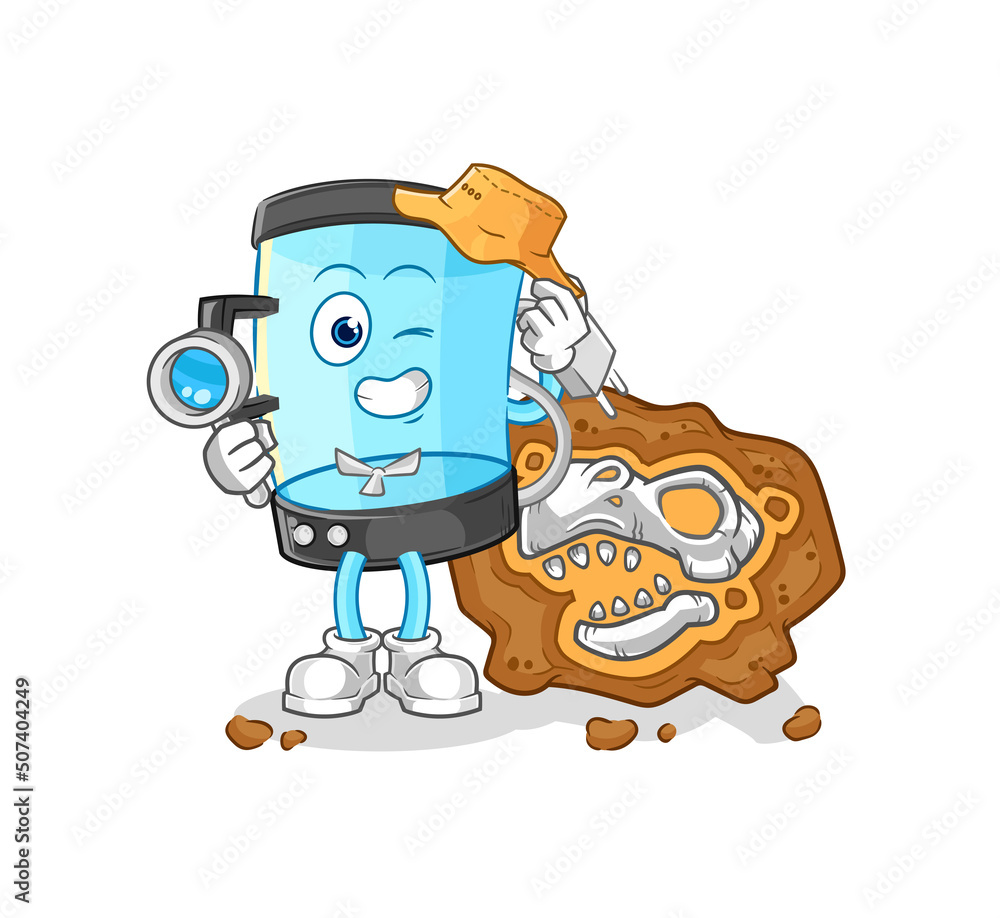 blender archaeologists with fossils mascot. cartoon vector
