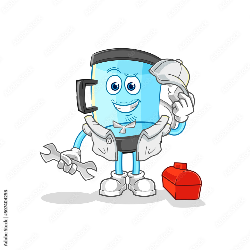 Fototapeta premium blender mechanic cartoon. cartoon mascot vector