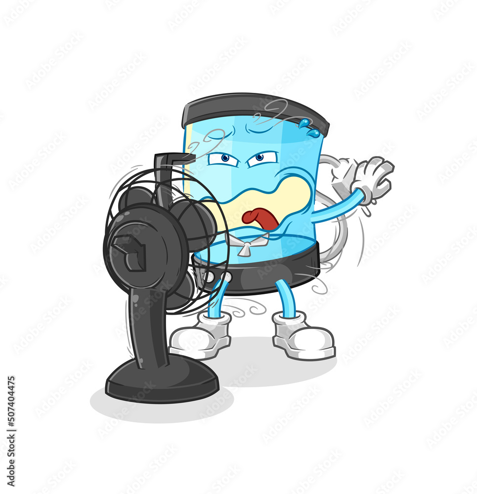 blender with the fan character. cartoon mascot vector