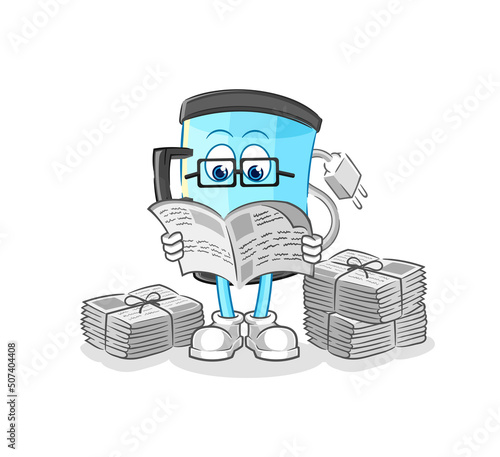 blender read newspaper cartoon. character vector