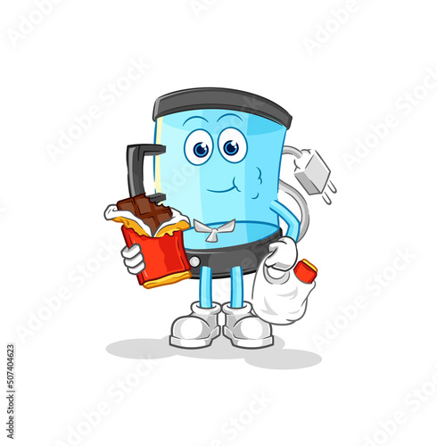 blender eat chocolate mascot. cartoon vector