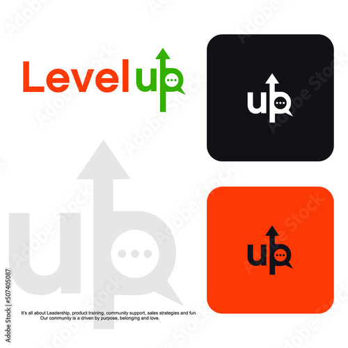 Modern Level Up Typography Logo design inspiration