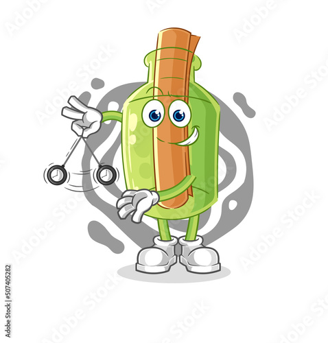 message in a bottle hypnotizing cartoon. cartoon mascot vector