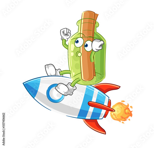 message in a bottle japanese fox character. cartoon mascot
