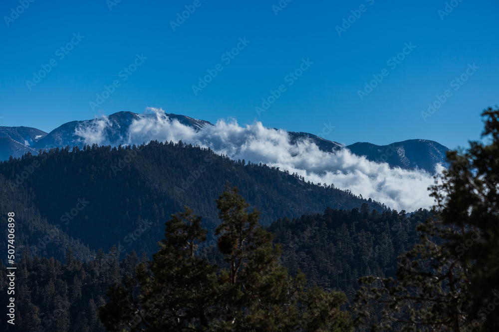 San Gorgonio Mountain with low rolling clouds