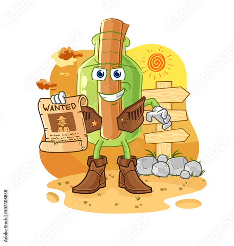 message in a bottle graffiti artist vector. cartoon character
