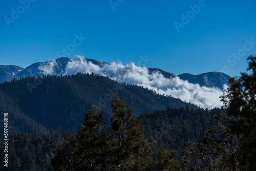 San Gorgonio Mountain with low rolling clouds
