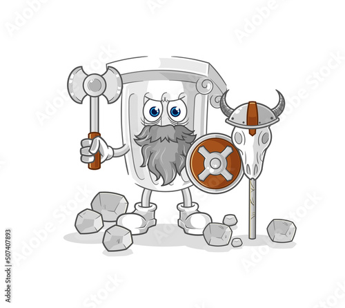 roman pillar viking with an ax illustration. character vector