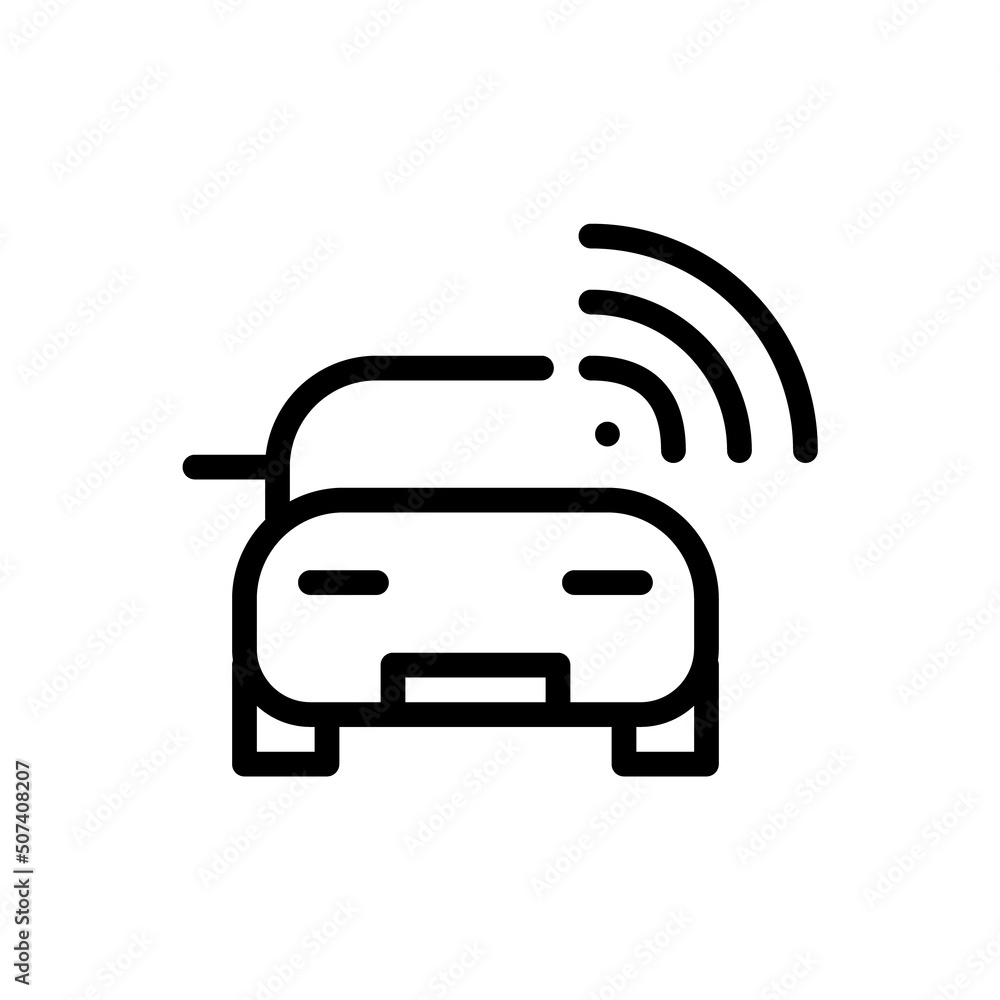 Autonomous self-driving car. Pixel perfect, editable stroke line art icon Autonomous self-driving car. Pixel perfect, editable stroke line art icon