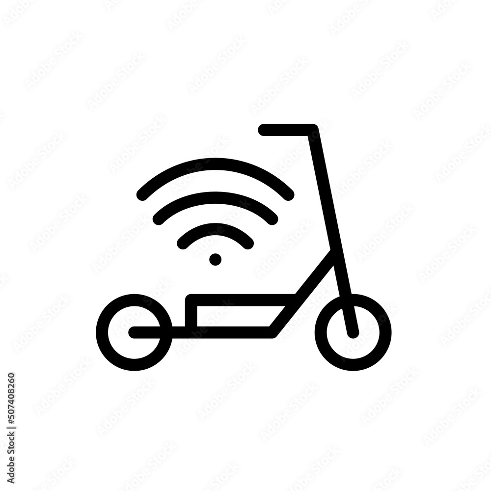 Electric scooter. Modern hipster city mobility vehicle. Pixel perfect, editable stroke line art icon Electric scooter. Modern hipster city mobility vehicle. Pixel perfect, editable stroke line art icon