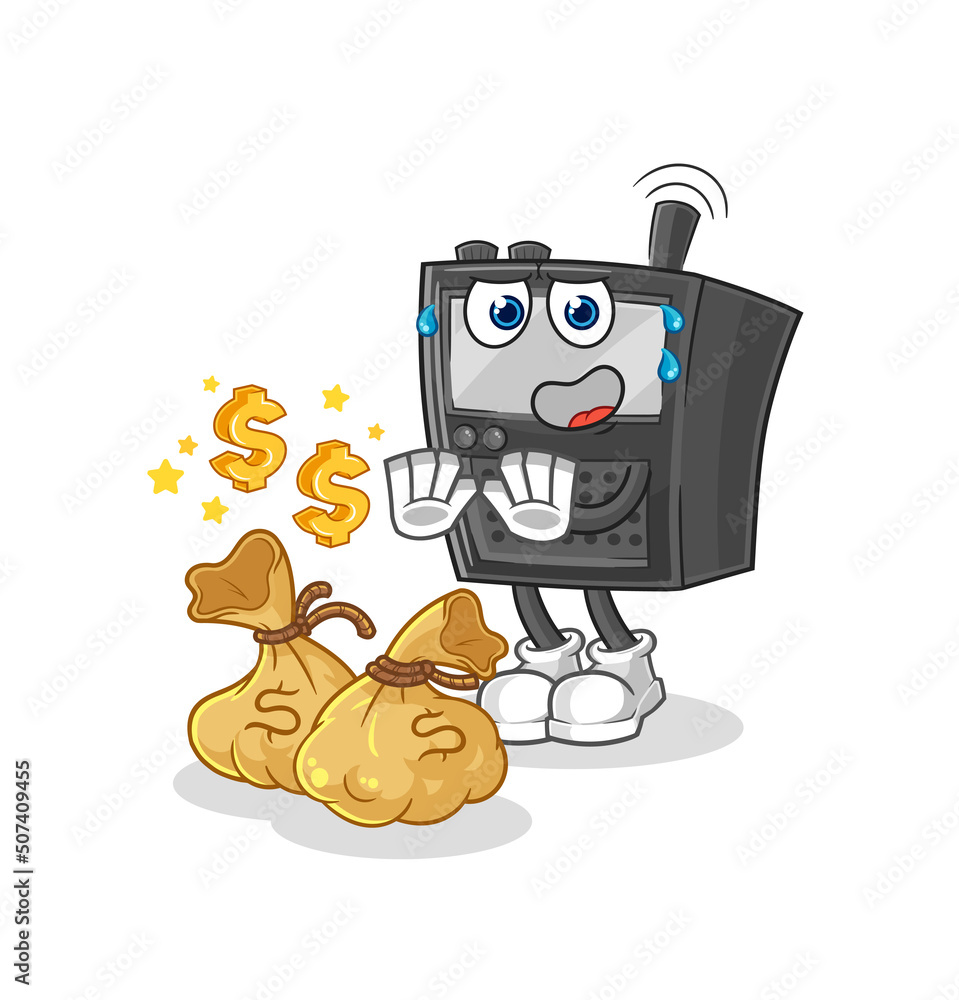 walkie talkie refuse money illustration. character vector