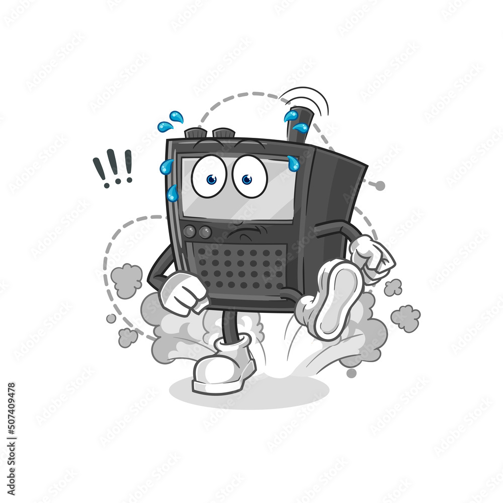 walkie talkie running illustration. character vector walkie talkie running illustration. character vector