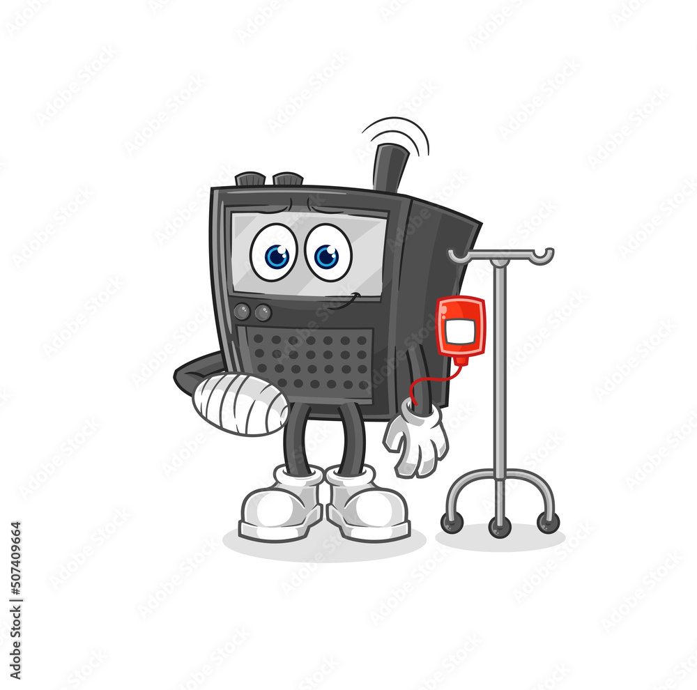 Fototapeta premium walkie talkie sick in IV illustration. character vector
