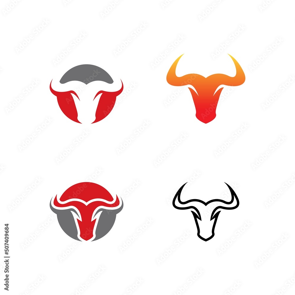 Bull logo template vector icon set Bull logo template vector icon set