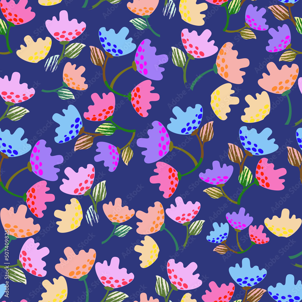 seamless multicolour many tiny flowers pattern background , greeting card or fabric