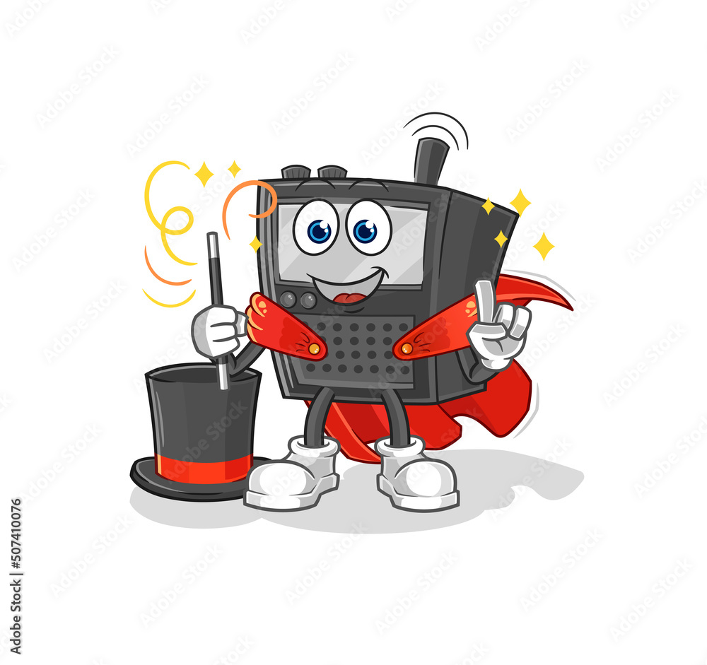 Fototapeta premium walkie talkie magician illustration. character vector