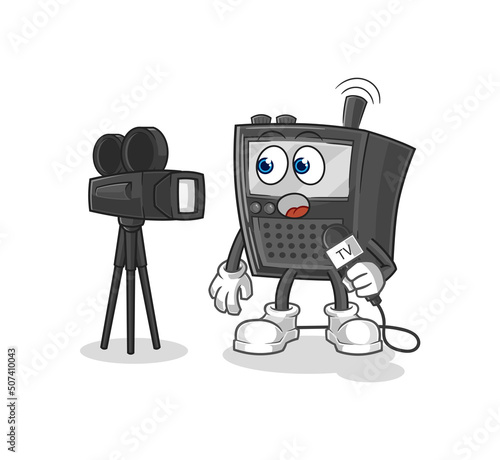 walkie talkie tv reporter cartoon. cartoon mascot vector