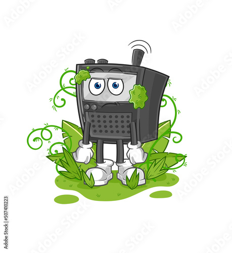 walkie talkie waiting too long mascot. cartoon vector