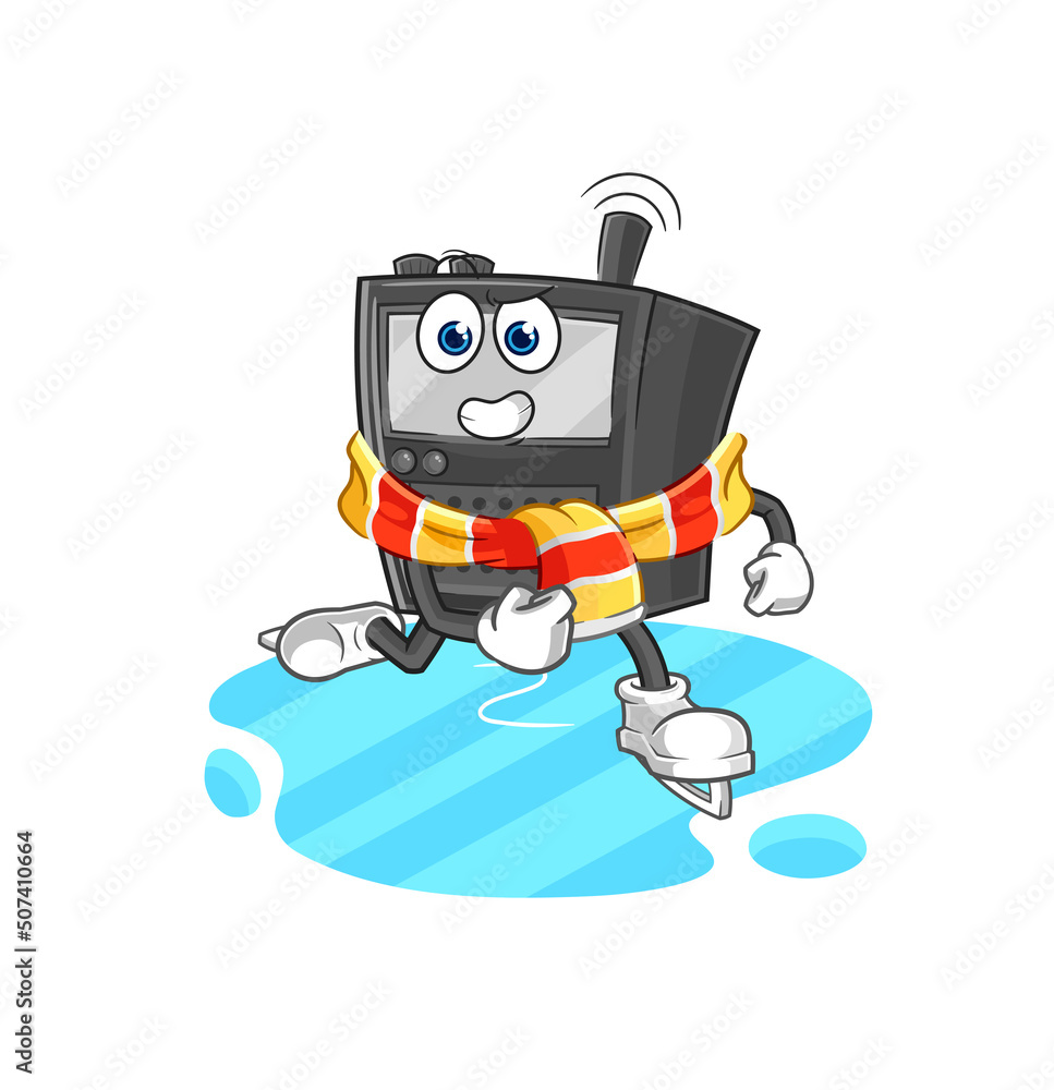 walkie talkie ice skiing cartoon. character mascot vector