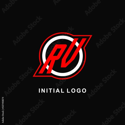 Monogram RV logo circle line, simple and clean esport logo design
