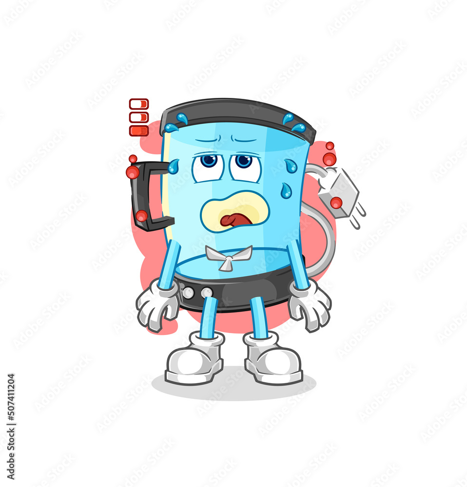 blender low battery mascot. cartoon vector