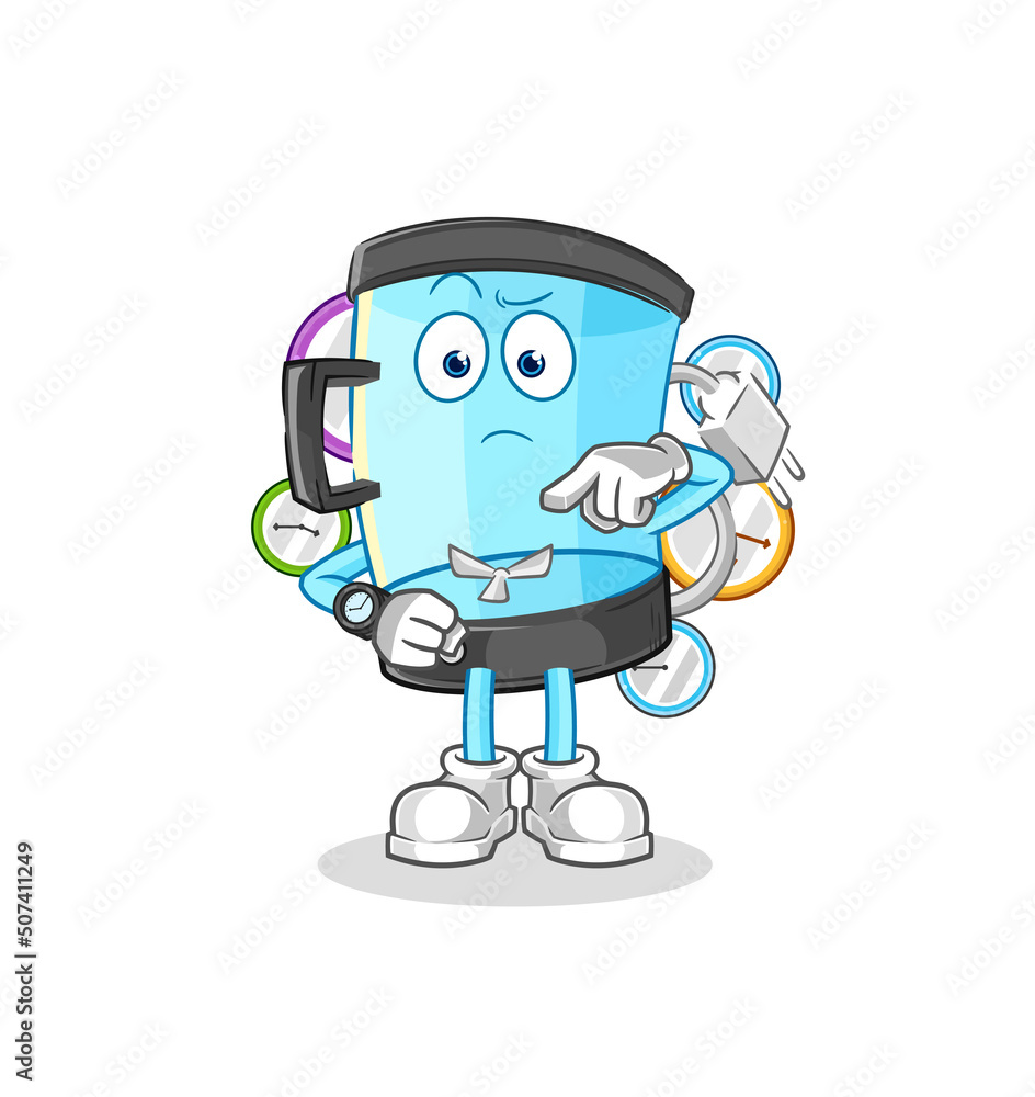 blender with wristwatch cartoon. cartoon mascot vector