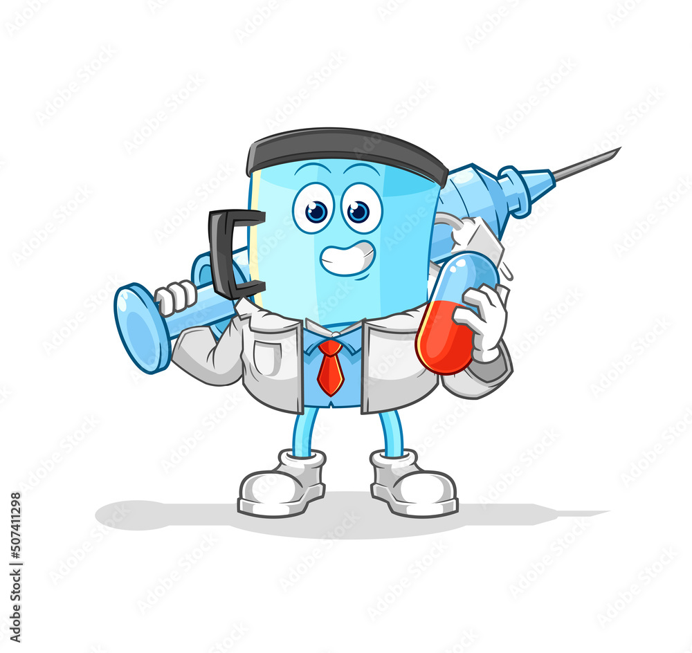 blender doctor holding medichine and injection blender doctor holding medichine and injection