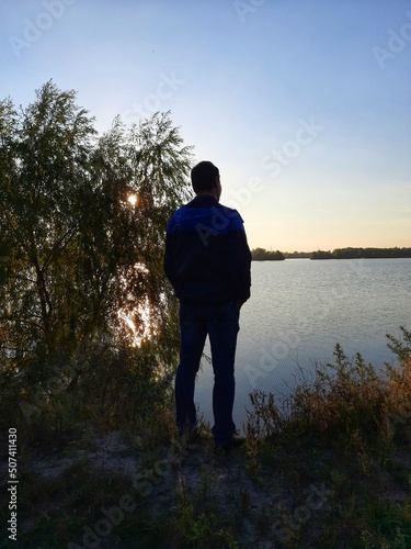 fishing at sunset