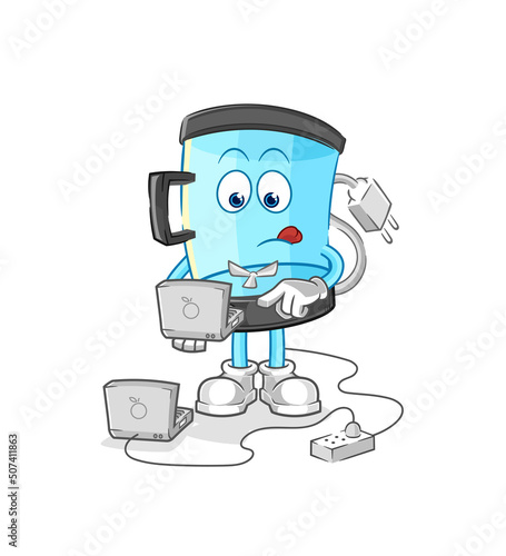 blender with laptop mascot. cartoon vector