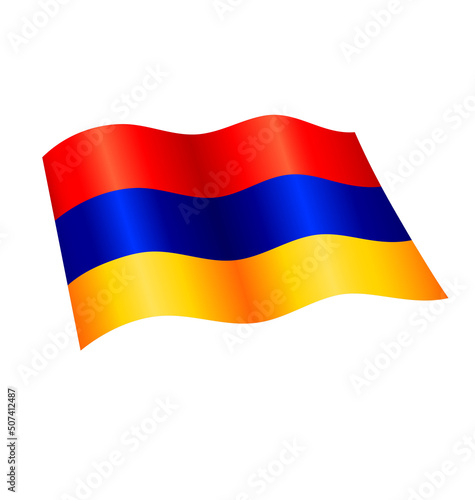 flying waving armenian flag icon