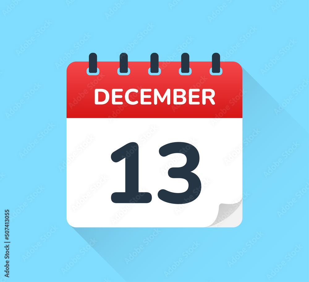 December 13 on calendar icon vector illustration December 13 on calendar icon vector illustration